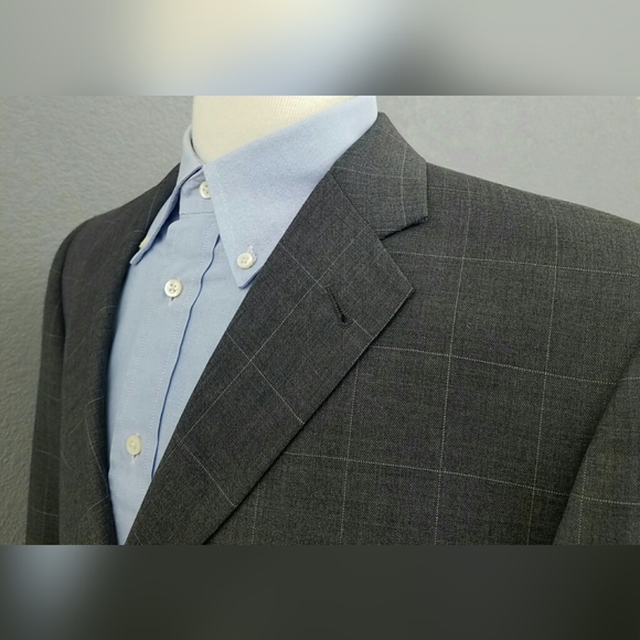 42L/44L Burberry Windowpane Wool Sport Coat Blazer - Picture 2 of 8